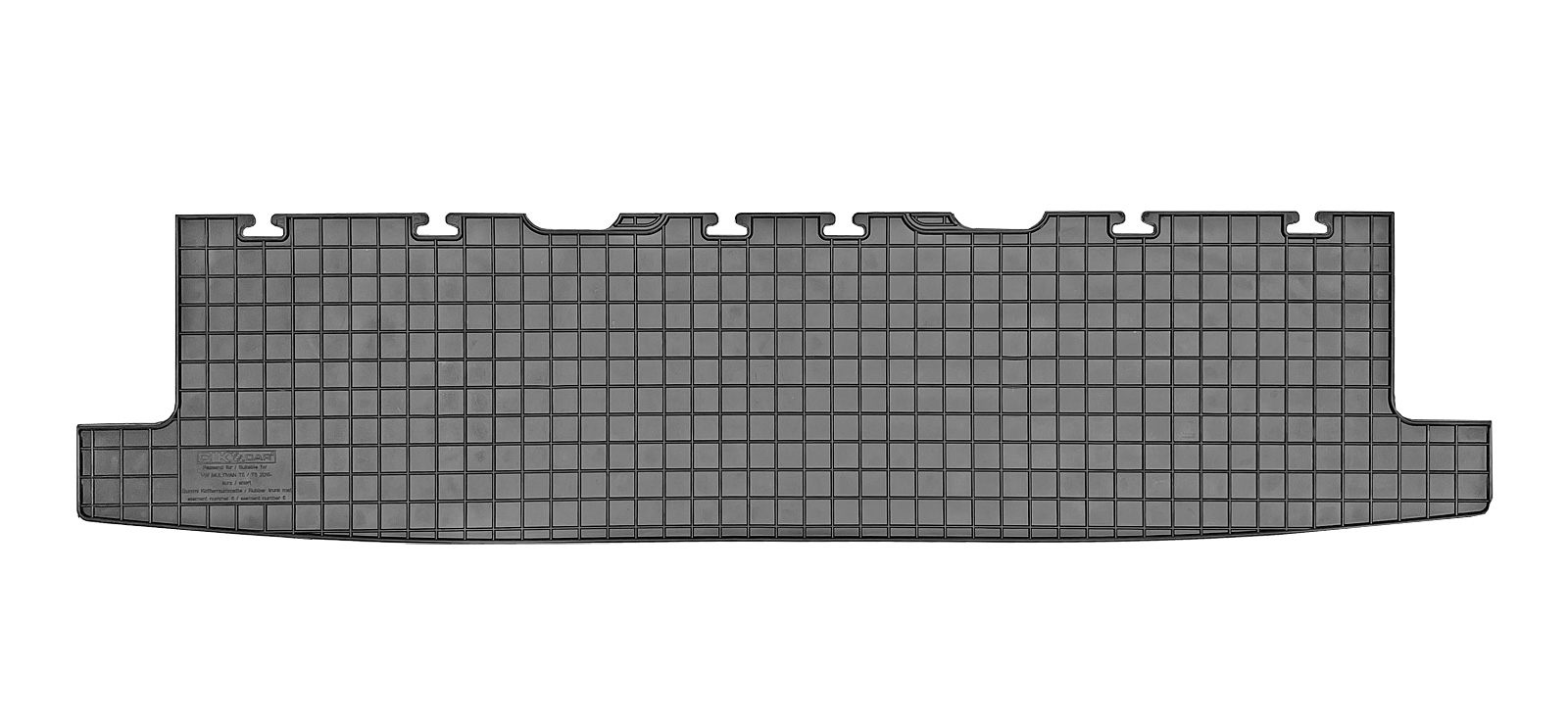 Dywaniki gumowe VW T5 Multivan 2010>/ VW T6 Multivan 2015> IV row / krótki short TRUNK MAT wer. ver. (Comfortline Highline) stolik table / II+III row / krótki short 4 szyn 4 rails / wer. ver. (Trendline California)